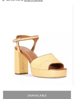 STAUD Natural Raffia Platform Heels